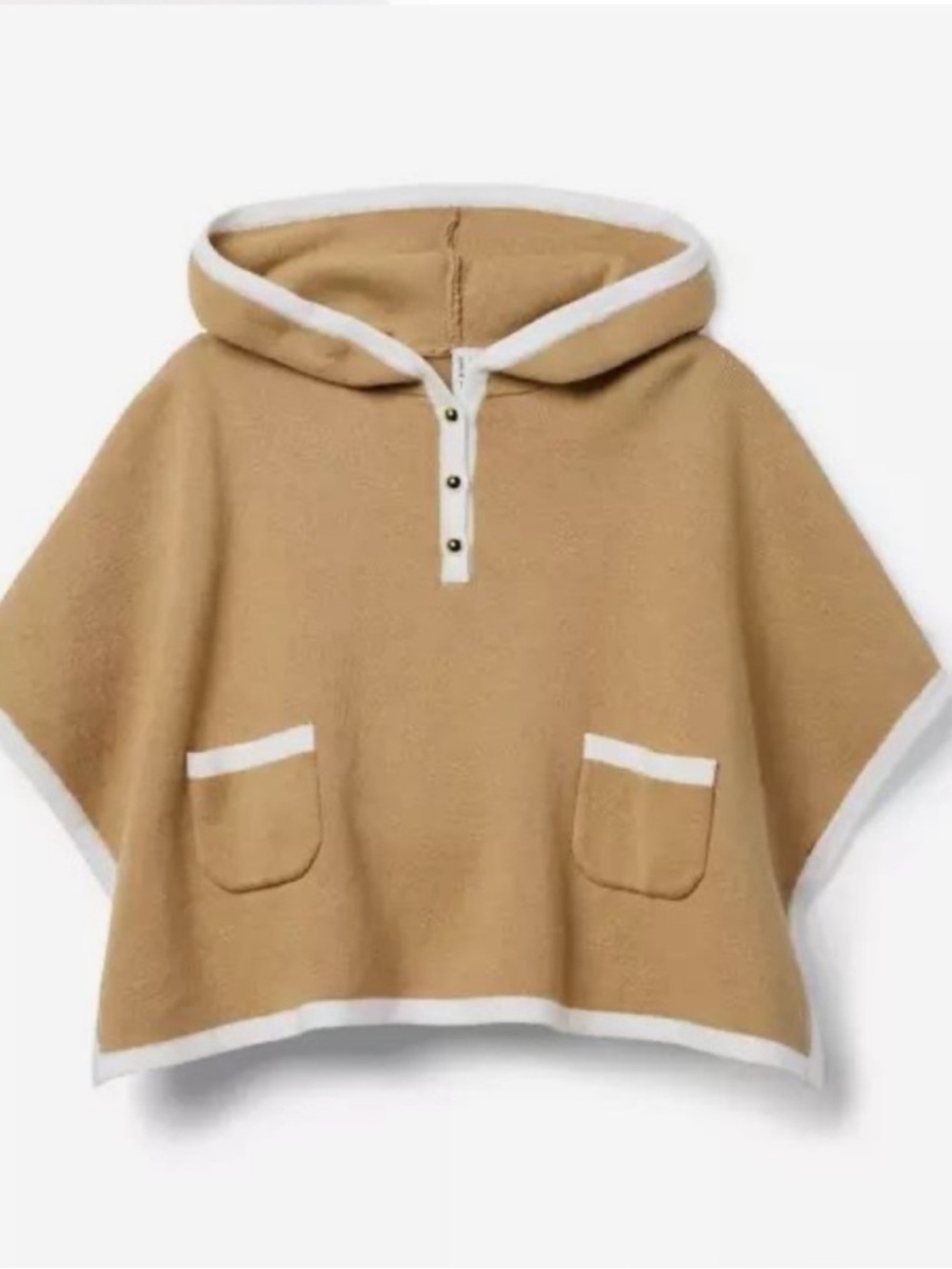 Janie and Jack Girls Hooded Poncho in Camel with White Trim Size 3-4